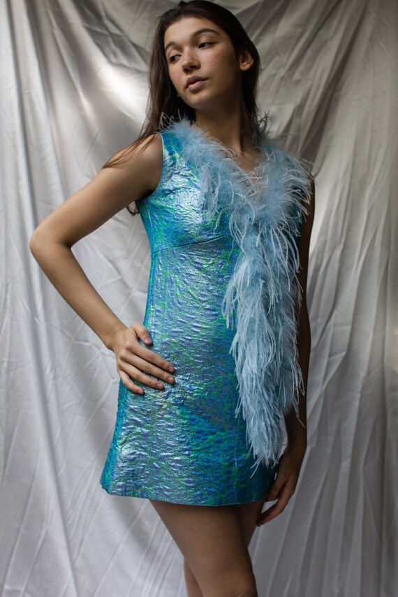 Feather in the Wind Vintage 1960 Blue Metallic Fe