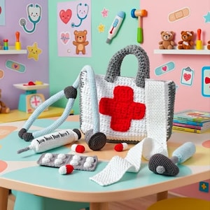Crochet Doctor Bag Pattern PDF, Beginner Friendly Amigurumi Tutorial