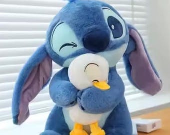 Disney Stitch Plush with Duck  Cute Blue Alien Stuffed Toy  Lilo Stitch Inspired Plushie –Kawaii Collectible Gift for Disney Fans 30cm