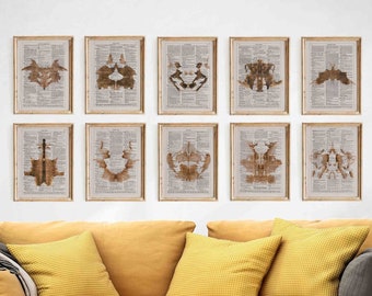 10 Vintage Prints Doctor Psychology Psychiatry Hermann Rorschach Inkblot Test Freud Gift Mental Health Dictionary Vintage Book Art SEPIA