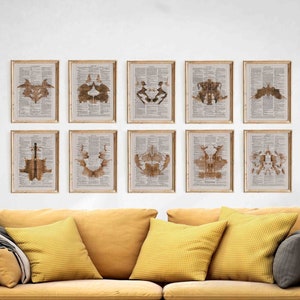 10 Vintage Prints Doctor Psychology Psychiatry Hermann Rorschach Inkblot Test Freud Gift Mental Health Dictionary Vintage Book Art SEPIA