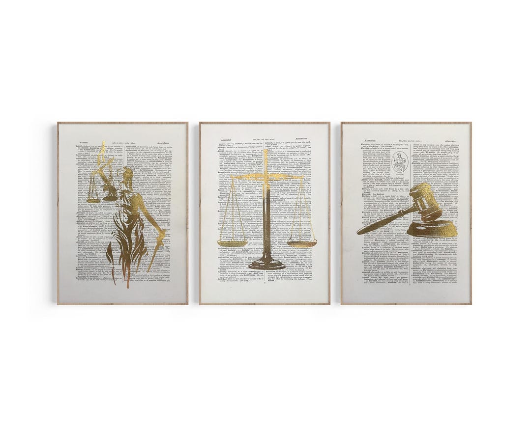 Gold Foil Lady Justice Art Prints: Lawyer Gift, Scales & Gavel - Etsy