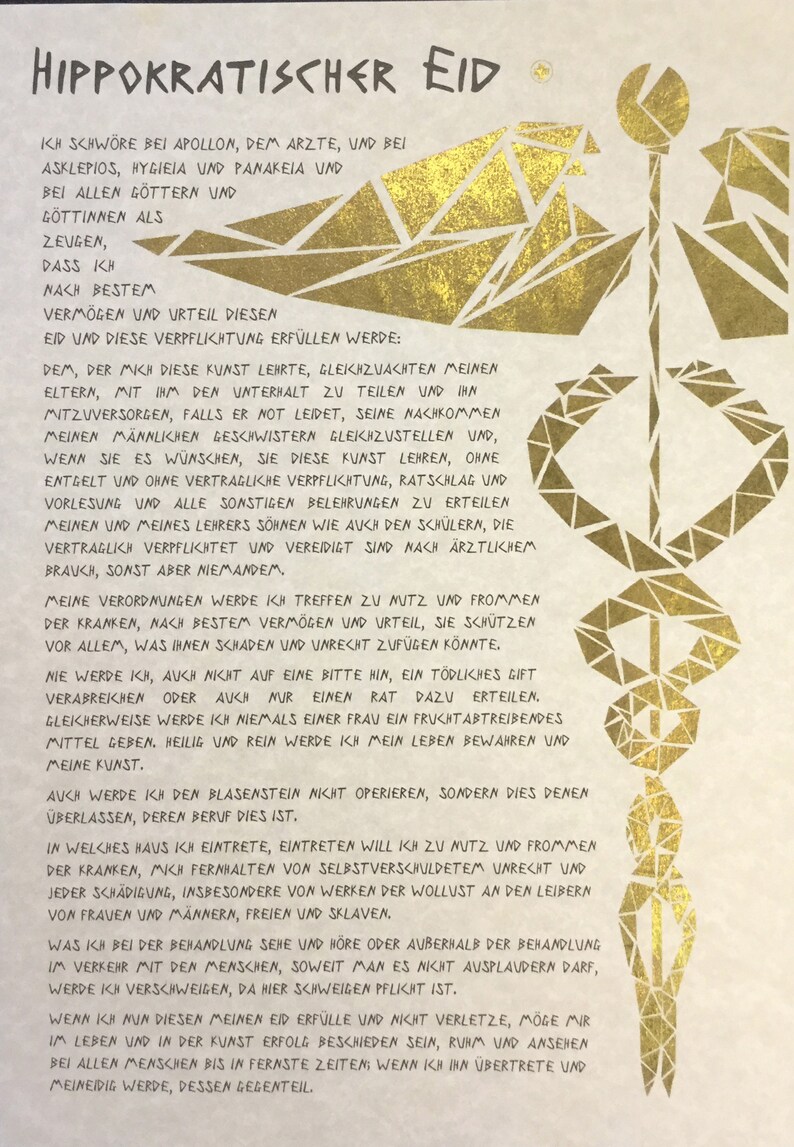 Hippokratischer Eid des Hippokrates Personalisiert Papier