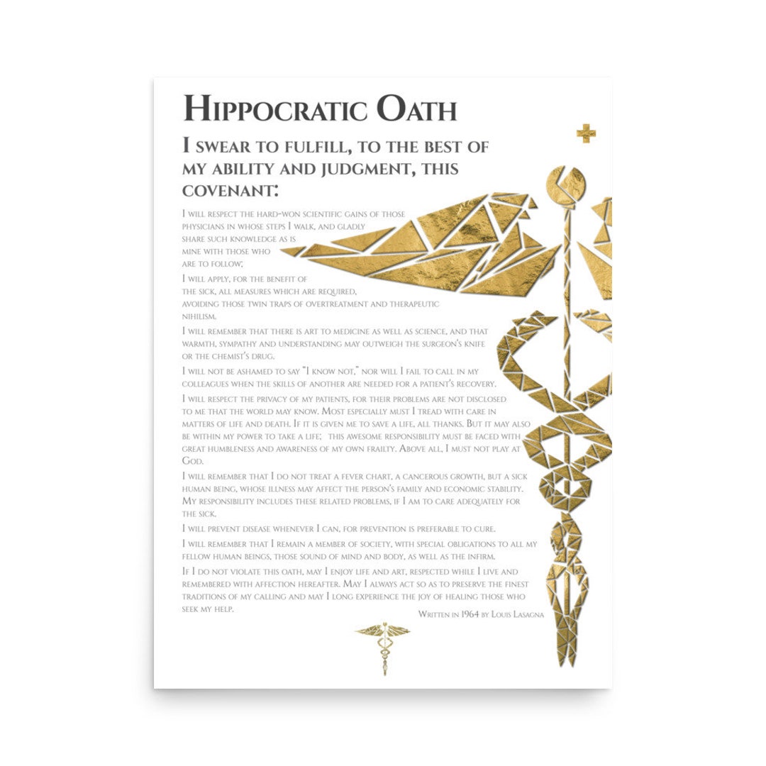 Revised Hippocratic Oath Louis Lasagna Physician Personalized Gold the-hippocratic-oath-medicalopedia