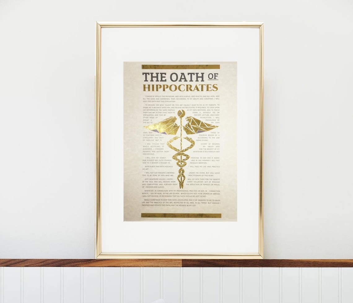 Hippocratic Oath of Hippocrates Physician Personalized | Etsy
