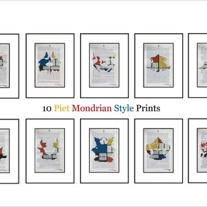 10 Piet Mondrian Style Hermann Rorschach Inkblot Test Prints Doctor Psychology Psychiatry Freud Gift Mental Medical Dictionary Book Art image 2