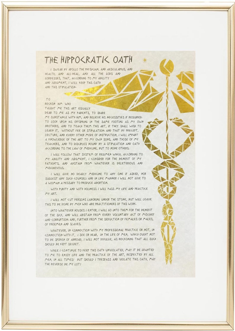 Hippocratic Oath of Hippocrates Physician Personalized - Etsy