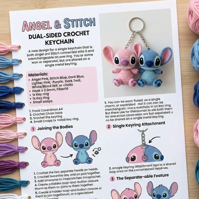 Amigurumi Stitch & Angel Crochet Keychain Pattern Stitch Keychain ...