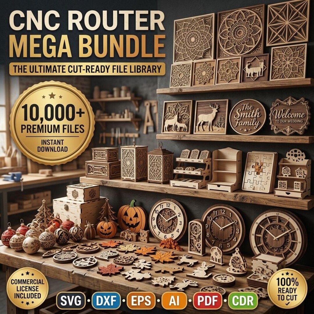 Cnc Router Cut Files 10000+ CNC Router Files Mega Pack, STL Digital Download, Cnc Files 3D ...