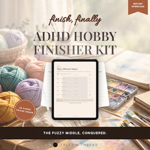 ADHD Hobbyprojekt Avslutarkit Utskrivbart, Avsluta Oavslutade Hantverk & Gör-Det-Själv-Projekt Planner PDF Arbetsbok, Direkt Nedladdning