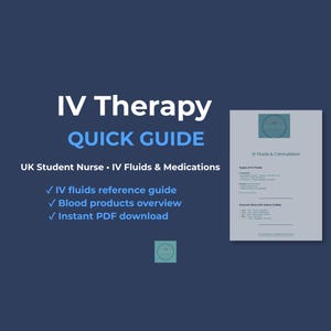 IV therapy cheat sheet pdf for UK student nurses | IV fluids, blood transfusion and common medications revision guide