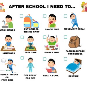 Tableau des activités parascolaires pour les enfants | Programme visuel TDAH (téléchargement instantané) |  Version garçon