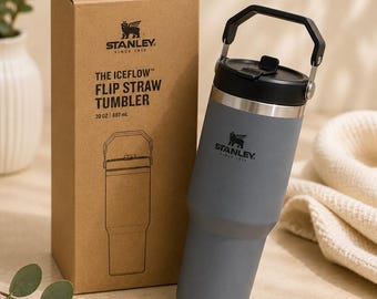 Stanley IceFlow 30oz Tumbler, Matte Gray Insulated Travel Mug, Stainless Steel Handle Lid