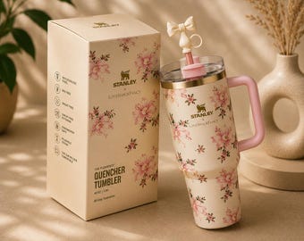 Stanley LoveShackFancy Floral 40oz Tumbler | Pink Bow Straw Handle Travel Mug