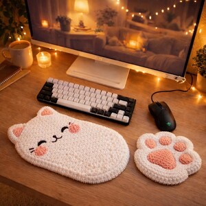 Textured Punch Needle Wrist Rest Pair - Cozy Crochet Hook Loop Desk Set