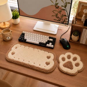 Juego de escritorio clásico con textura de aguja perforadora, reposamuñecas para teclado y ratón hechos a mano.