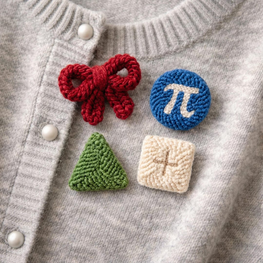 Punch Needle Math Icons Brooch Set | Geometric Symbols Pin Quartet - Etsy