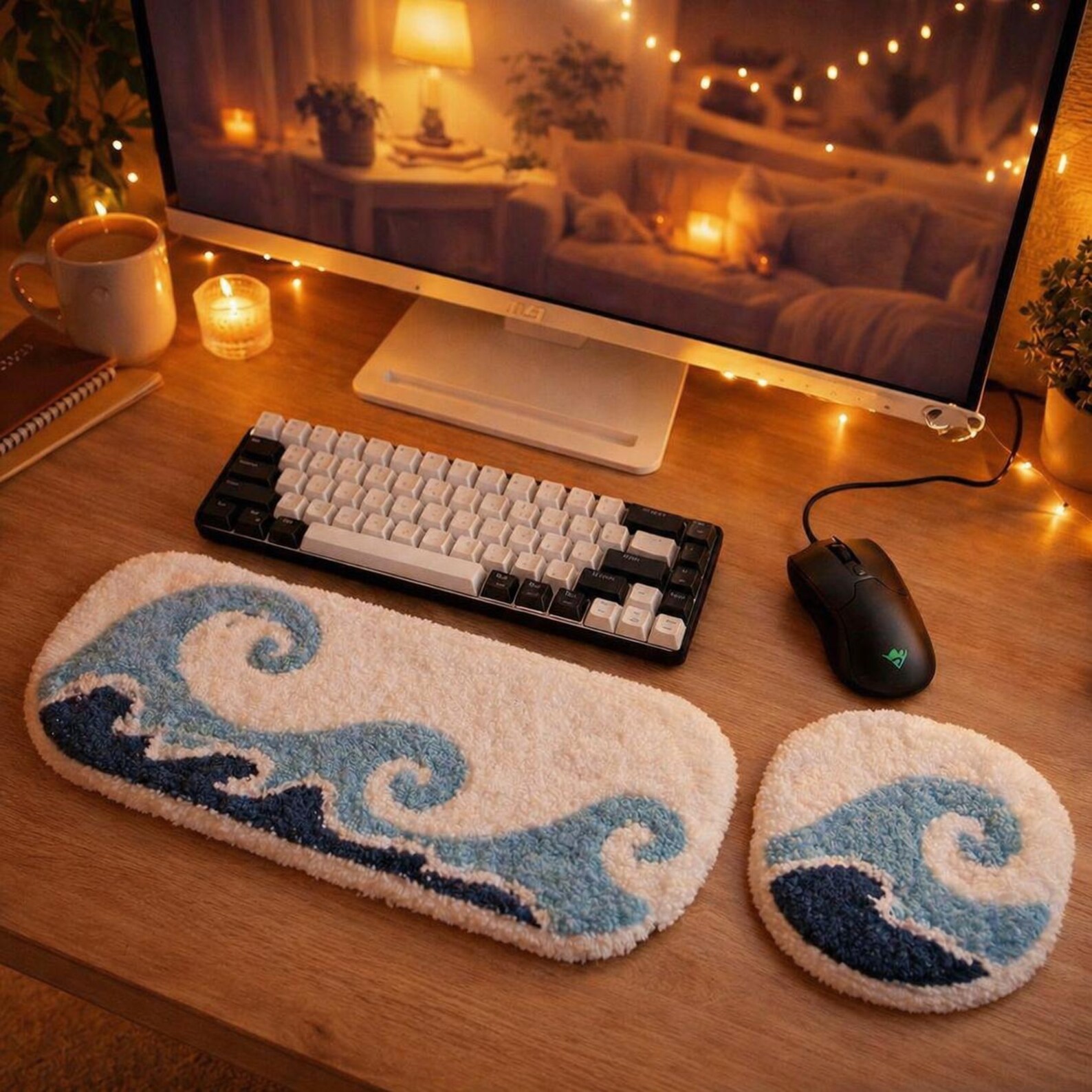 Wave Punch Polynesian Wave Punch Needle Desk Set, Ergonomic Keyboard and Mouse ...
