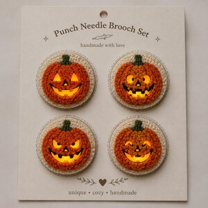 Punch Needle Brooch Set, Four Handcrafted Textile Pins, Textured Fiber Art Accessories