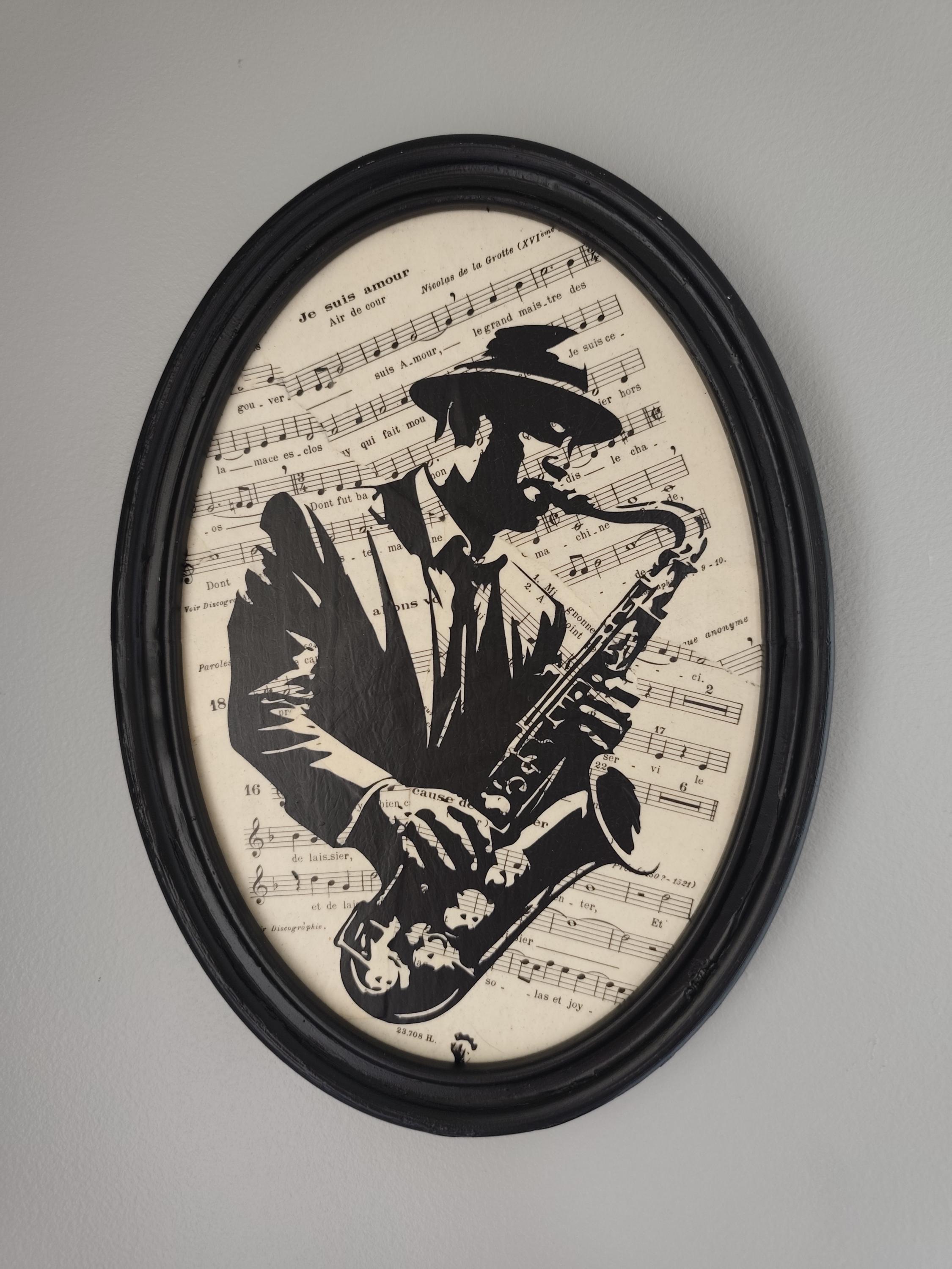 Tableau sur toile Musicien, saxophoniste. Dessin à la main dans le vecteur