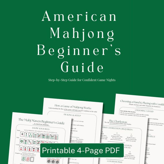American Mahjong Cheat Sheet Printable | Beginner Mahjong Guide | NMJL Card Help | Charleston Strategy | How to Play Mahjong