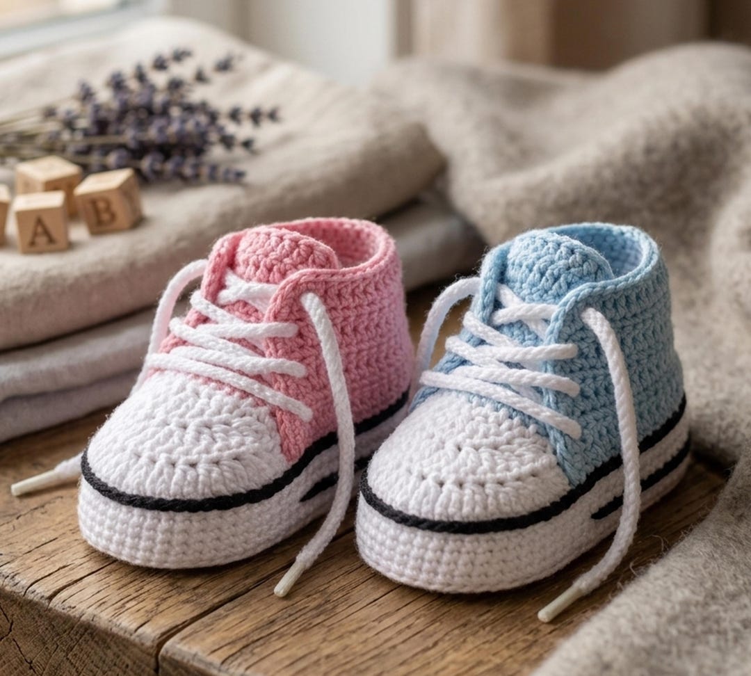 Crochet Baby Sneakers Pattern PDF | Babies Converse Booties 0–9 Months ...