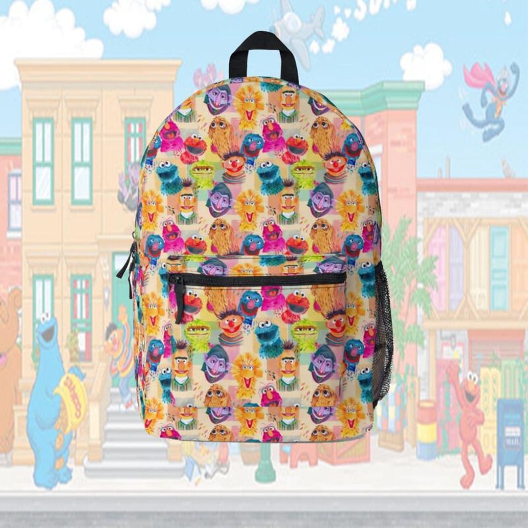 Elmo Rucksack Cute Sesame Street Backpack, Kids School Bag, Elmo Cookie Monster Big ...