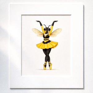Yellowjacket Ballerina Art Print | Jaya the Dancer | Bold Colorful Insect Art | Empowerment Wall Art | Vintage Bug Illustration