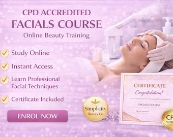 Curso de estética facial acreditado por CPD / Formación online en belleza, acceso instantáneo (digital)