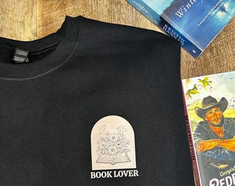 Unisex Book Lover Sweatshirt: Floral Open Book Graphic Tee