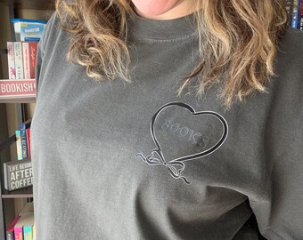 Unisex "Books" Heart Graphic T-Shirt, Book Lover Gift
