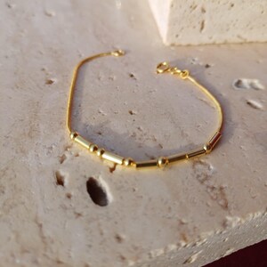 Pulsera personalizada de oro de 14 quilates con código Morse para relaciones a distancia, joyería con mensaje oculto, pulsera con nombre secreto, regalo para damas de honor, mejor amiga, te amo.