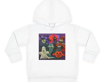 Cute Halloween Ghosts and Witch Hoodie | Toddler Halloween Pullover