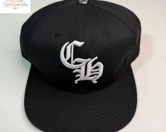 Casquette snapback avec lettre en vieil anglais, chapeau à visière plate brodée, casquette de baseball streetwear