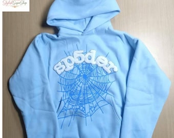 Sudadera con capucha de telaraña de Blue Stober, sudadera con capucha gráfica de moda urbana Y2K