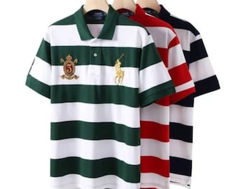 Striped Polo Shirt Men | Classic Short Sleeve Polo Tee | Casual Summer Shirts