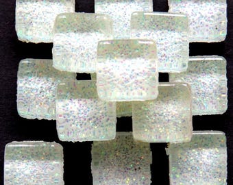 Rainbow White Glitter Glass Mosaic Tiles - 10 MM - 3/8 inch - 50 Tiles