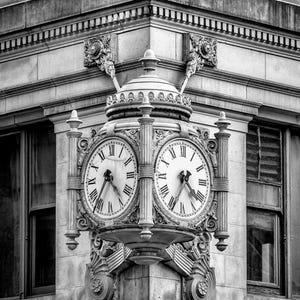 Marshall Field’s Clock Chicago Landmark Print | Historic Architecture Photography