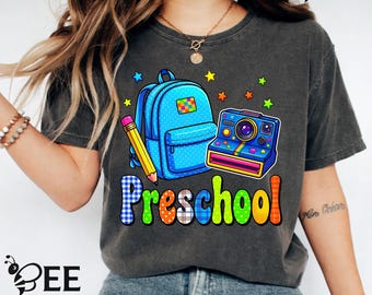 Preschool Boy PNG: Backpack, Pencil, Camera Design (Digital Download)