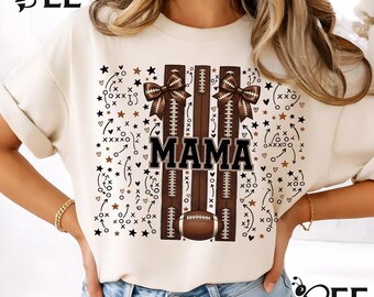 Striped Football Mama PNG: Game Day Cheer Mom Graphic (Digital Download)