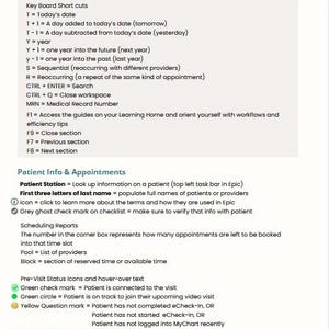 Epic systems Cheat Sheet | Keyboard Short cuts and Symbols (PDF)