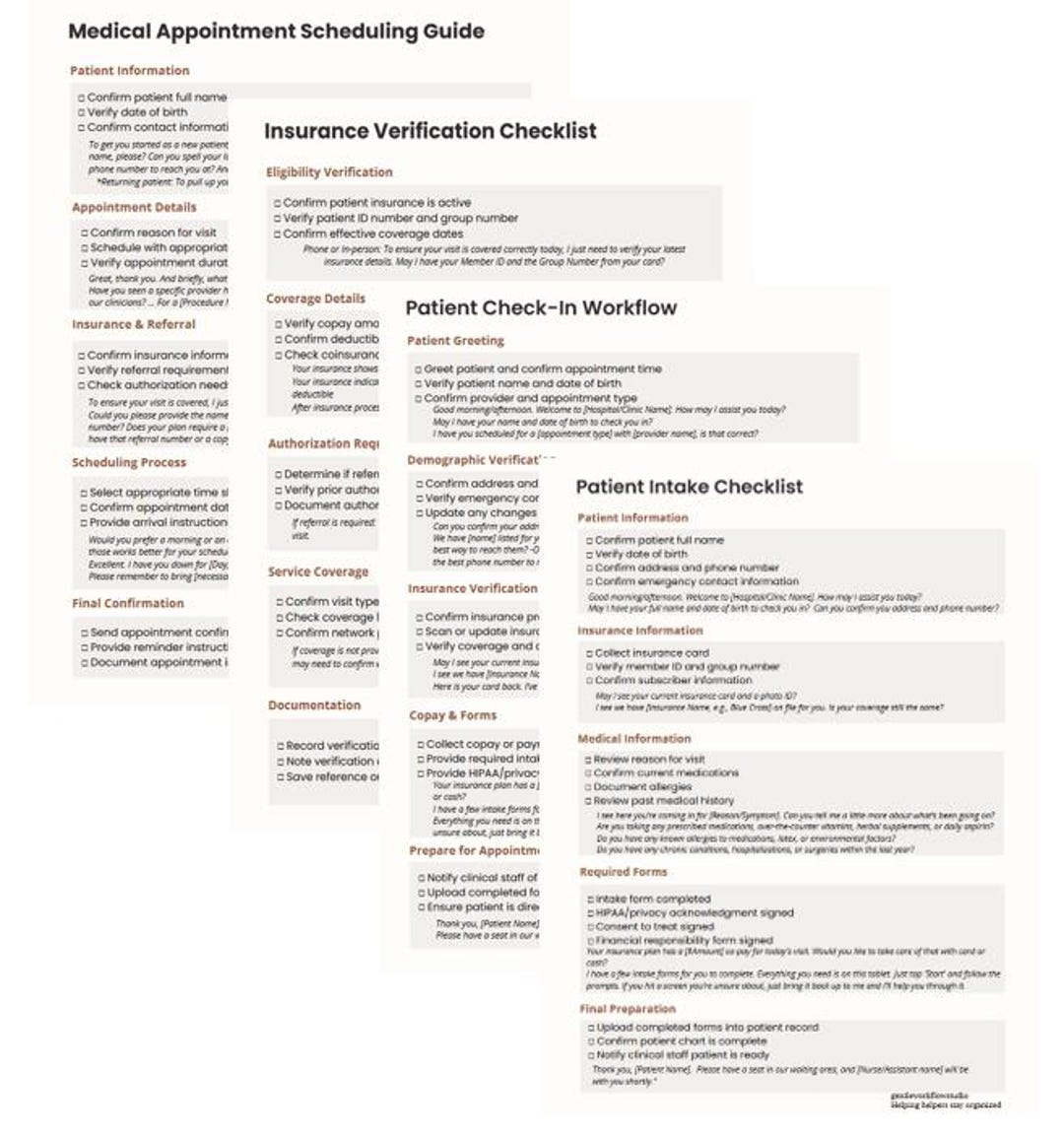 Medical Front Desk Workflow Toolkit | Receptionist Training | Patient Check-in +3 More (PDF) - Etsy