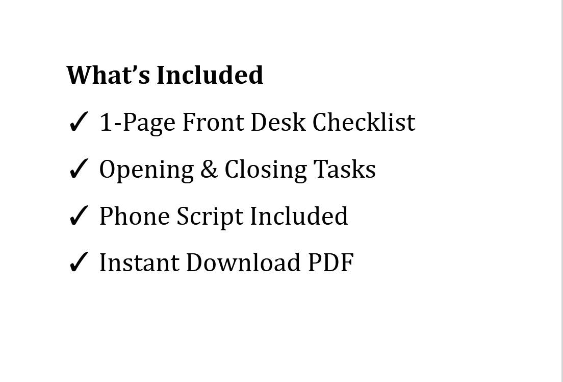 Medical Front Desk Checklist.pdf Medical Front Desk Checklist PDF | Receptionist Training Template ...