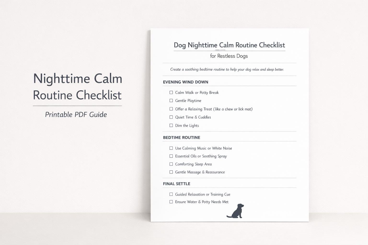 Dogs Bedtime Routine Dog Nighttime Calm Routine Checklist for Restless Dogs (PDF) - Etsy