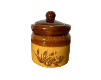 Vintage Stoneware Canister With Lid Farmhouse Kitchen Decor