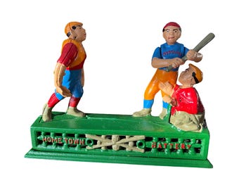 Vintage Cast Iron Baseball Decor Home Town Battery Sports Decor Man Cave Gift