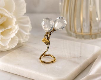 Vintage Swarovski Crystal Balloon Figurine | Gold Tone Stand Miniature Sculpture