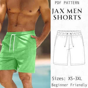 Easy Mens Shorts Sewing Pattern, Summer Lounge Shorts PDF Pattern, Men's Swimwear Beginner Pattern, Short Trouser Drawstring Waist Elastic