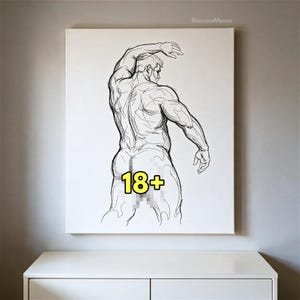 Naken muskulös homosexuell björnkonst - knubbig manlig kroppsillustration, HBTQ (digital nedladdning SVG)