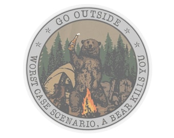 Go Außerhalb Bär Vinyl Aufkleber Lustige Camping Outdoor Abenteuer Aufkleber
